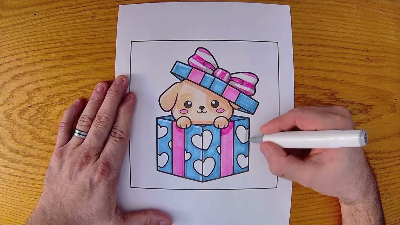 Coloring a Puppy Present! 🐕🎁