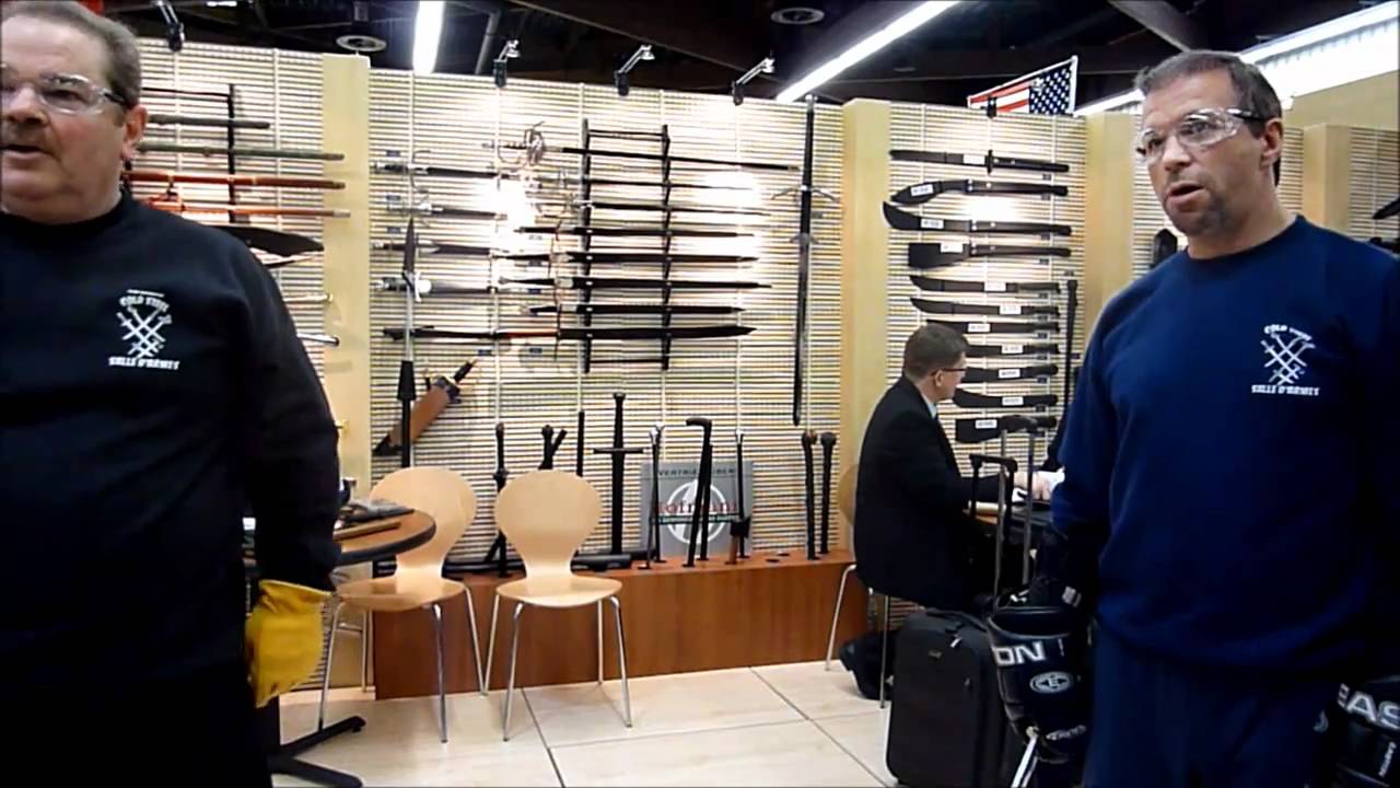 Cold Steel's Lynn Thompson demonstrating Tomahawk with Guro Ron Balicki @ IWA 2011