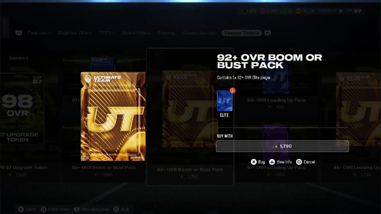 92+ Boom Or Bust Pack Madden NFL 26 Ultimate Team 