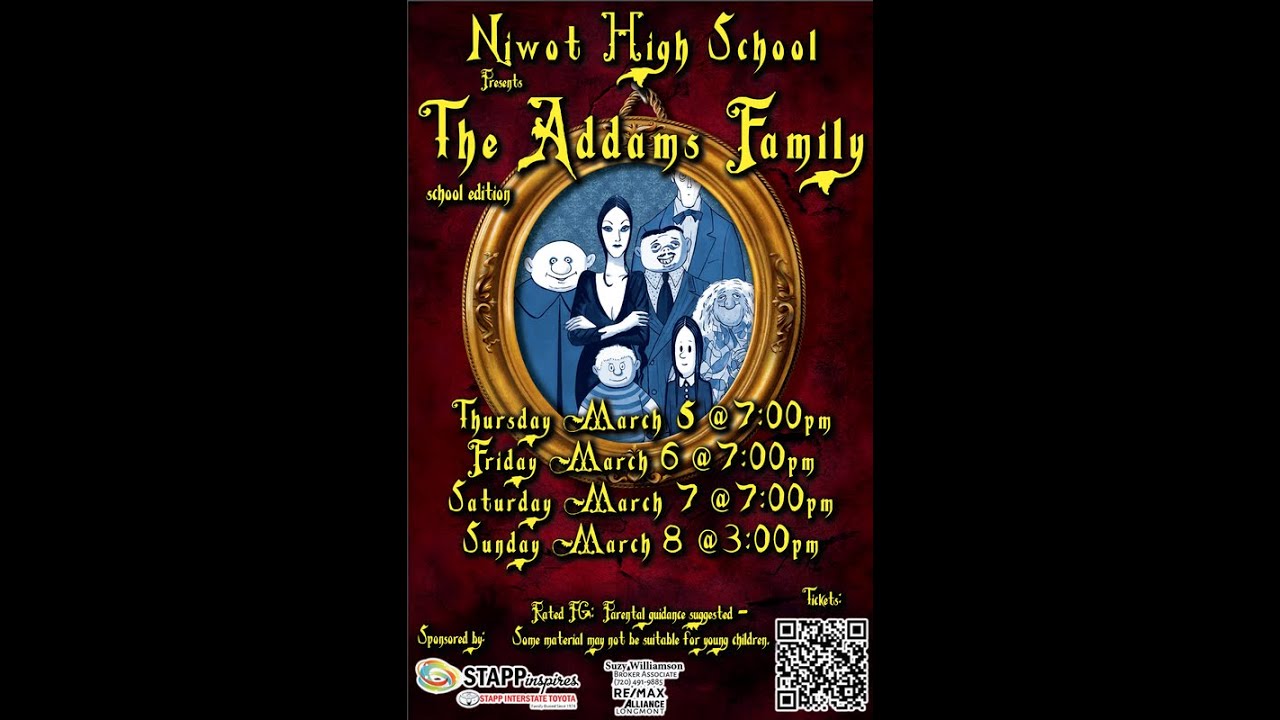 Addams Family Musical, Act 1 of 2. Niwot High School, Spring 2020.