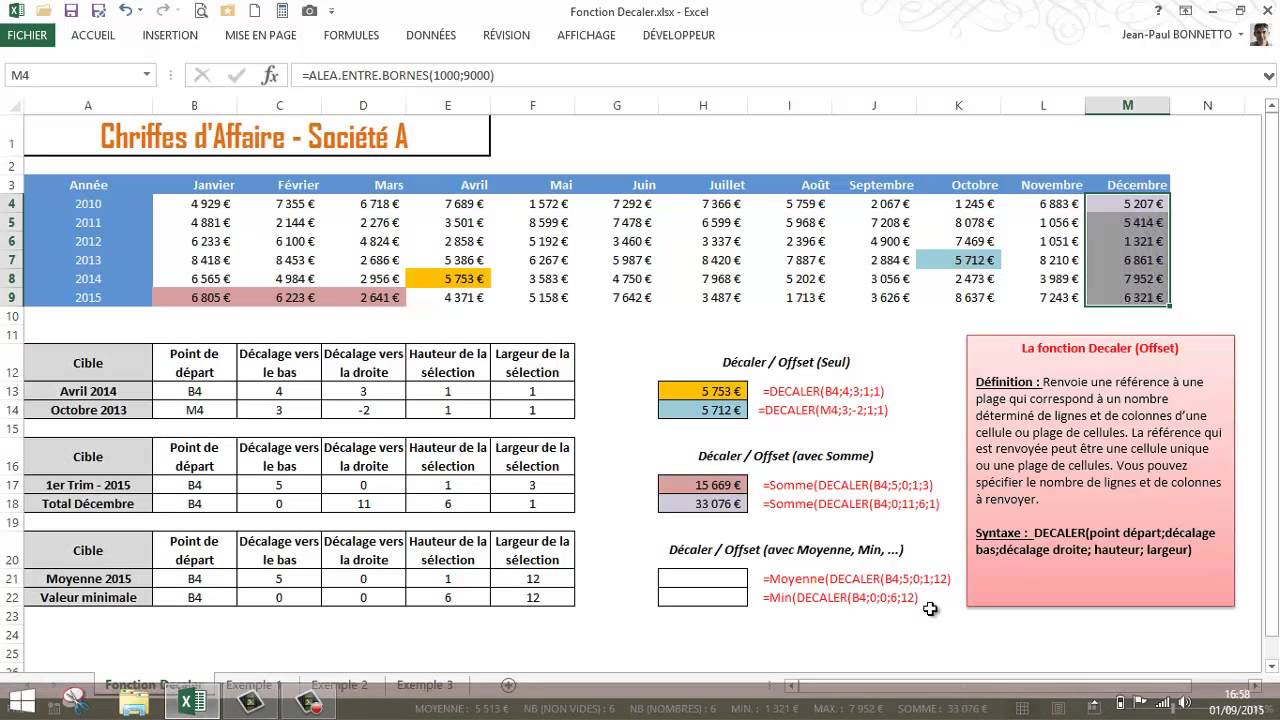 Excel - Pourquoi utiliser la fonction Decaler() / Offset() ...