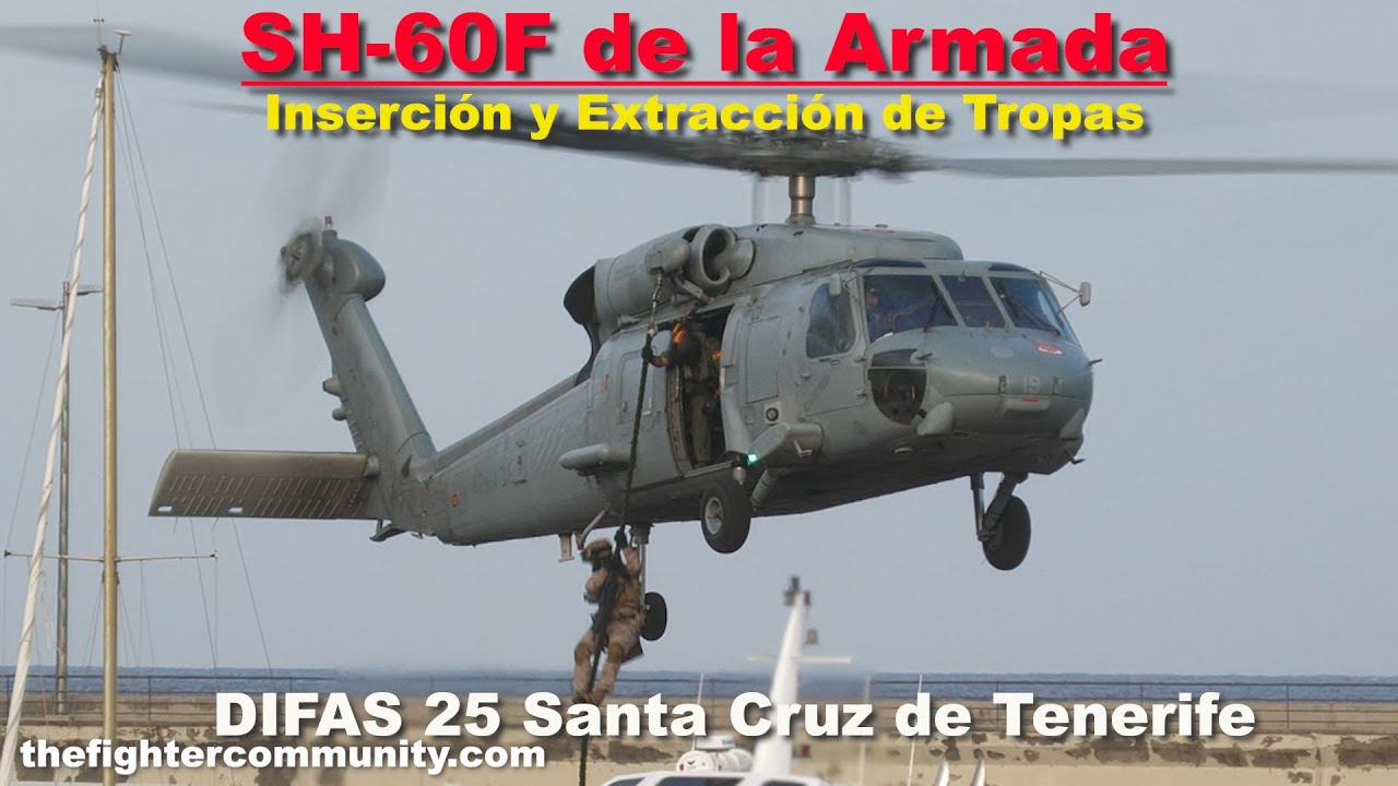 (4K) Exhibición SH-60F de la Armada. Santa Cruz de Tenerife. DIFAS25. Infantería de Marina.