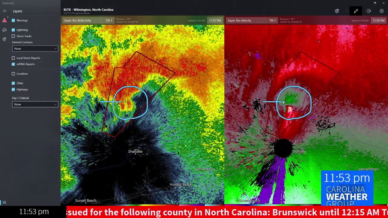 Tornado Warning: Brunswick and Columbus counties, North Carolina