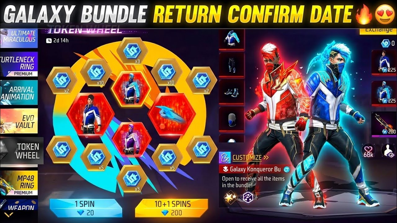 FFWS galaxy bundle return date🔥😍 | legendary galaxy bundle return | next evo bundle free fire 