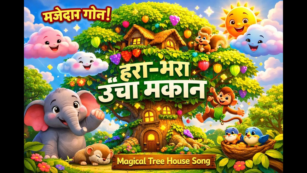 हरा-भरा ऊँचा मकान 🌳 | Magical Tree House Song | Kids Hindi Cartoon Song