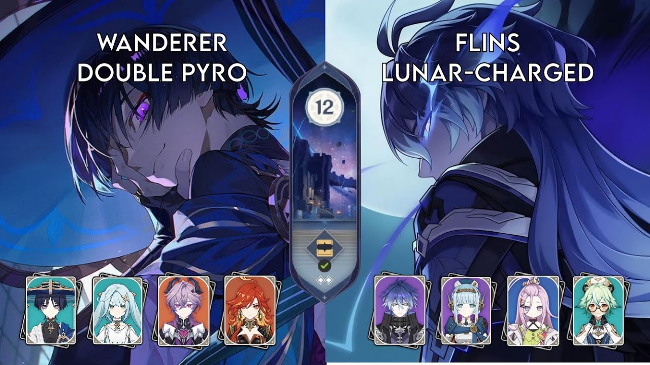 C2 Wanderer Double Pyro & C0 Flins Lunar-Charged | Spiral Abyss 6.3 Floor 12 - 9 | Genshin Impact