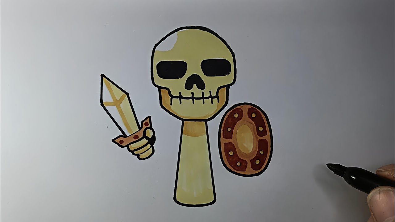 How To Draw  RAAAH Skeleton Banging Shield In My Sprunki OC