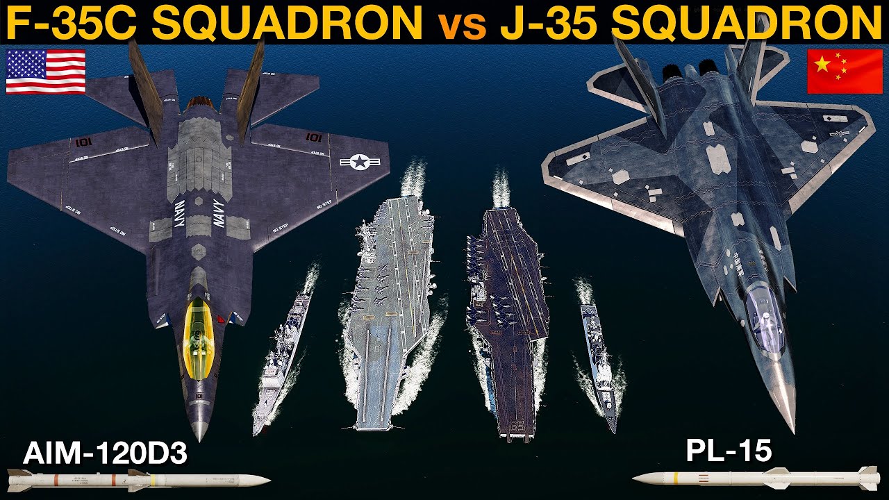 F-35C Squadron vs *NEW* J-35 Gyrfalcon Squadron (5th Gen Naval Battle 107) | DCS