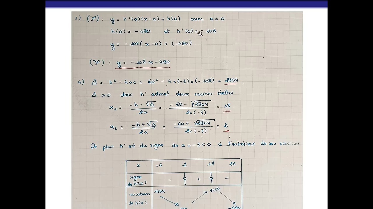 Etude d'une fonction polynôme du 3ème degré