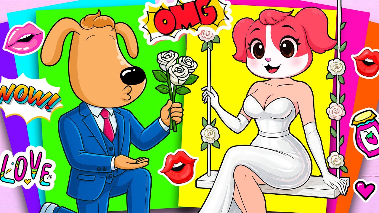 💕 Papillon's Wedding was RUINED by a THIEF Labrador Wedding Sticker #paperdiy #asmr #sherifflabrador