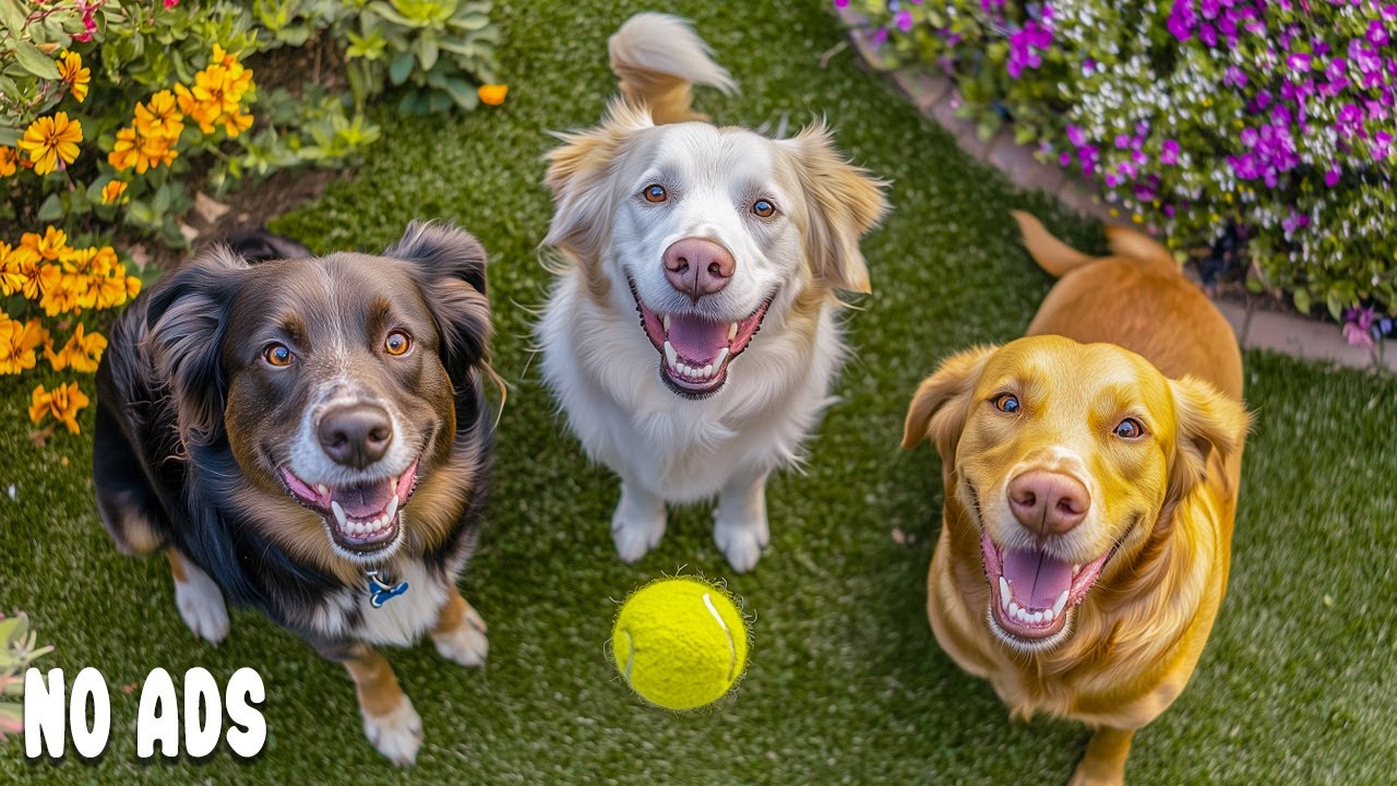 12 HOURS of Dog TV for Dogs to Watch 🐶Cheerful Dogs Playing, Running Together & Anti-Anxiety Music