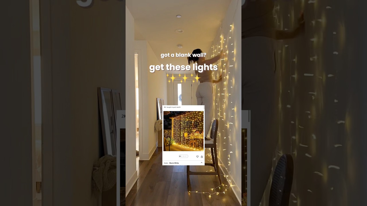 an entire wall of string lights for the perfect magical christmas home decor 🤩