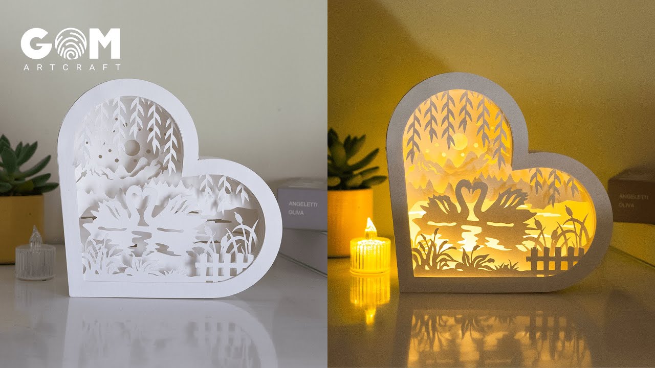 How To Make Paper Cut Heart Shadow Box SVG - Happy Valentine Day