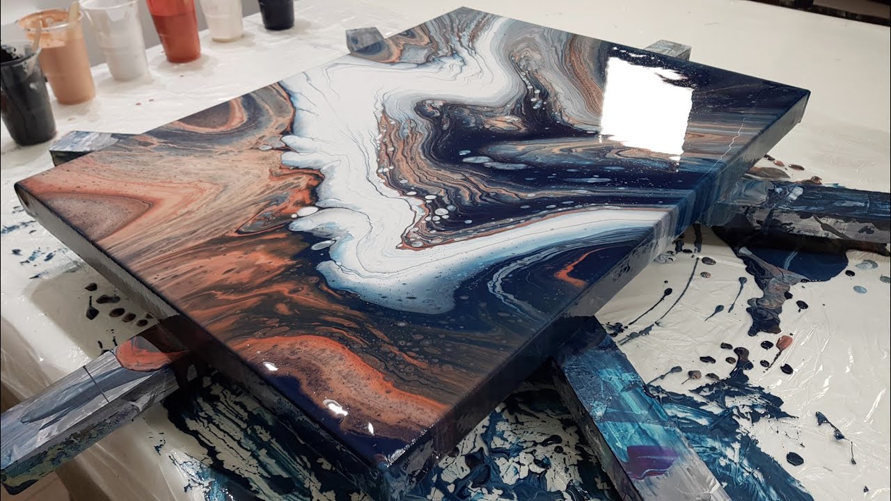 COPPER! CLOUD! MOVEMENT! STUNNING! Fluid Acrylic Pour Paint