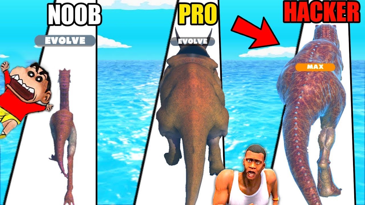 UPGRADING NOOB Dinosaurs into MONSTER DINOSAURS with SHINCHAN and CHOP | PRO vs HACKER | AMAAN-T