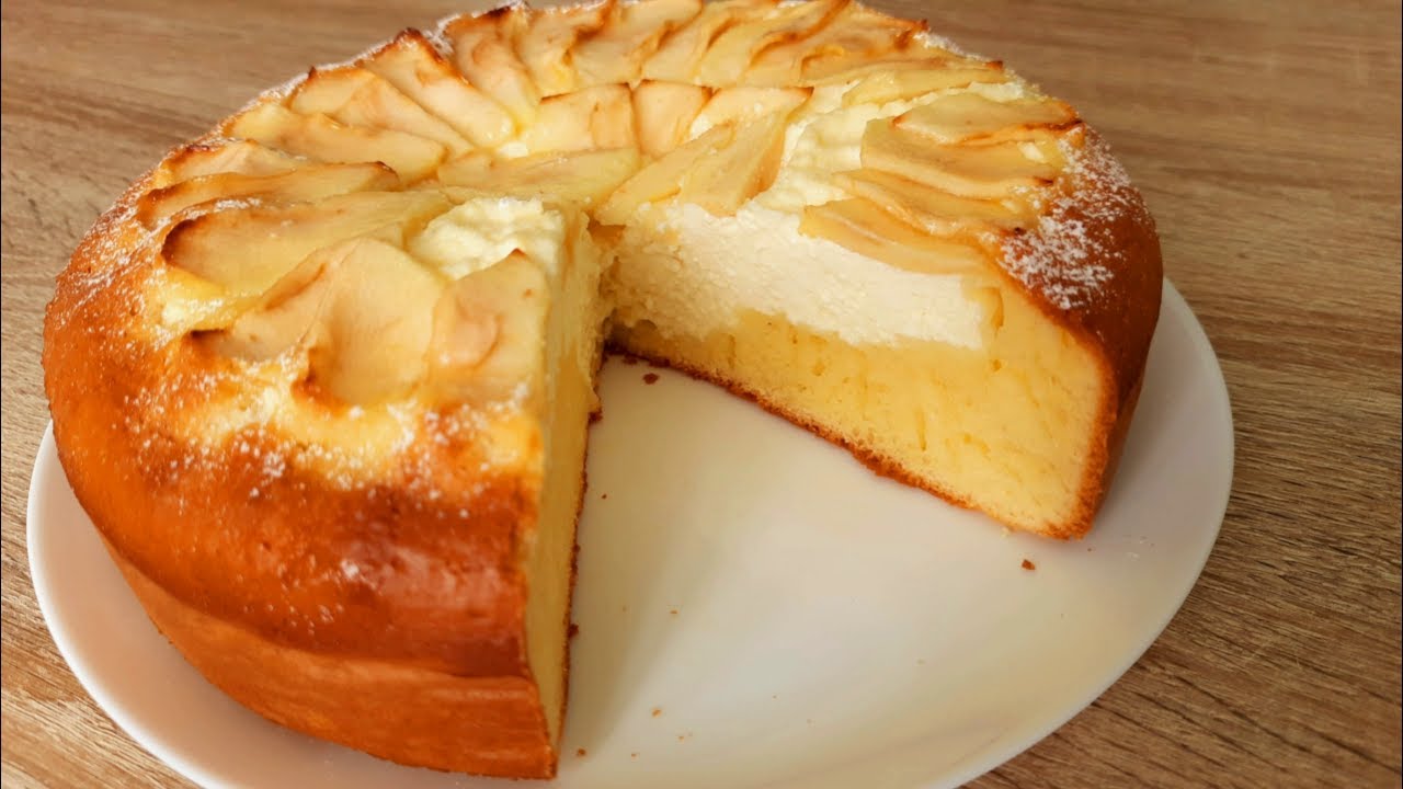 Как быстро и просто! Ленивый пирог с творогом и яблоками!
