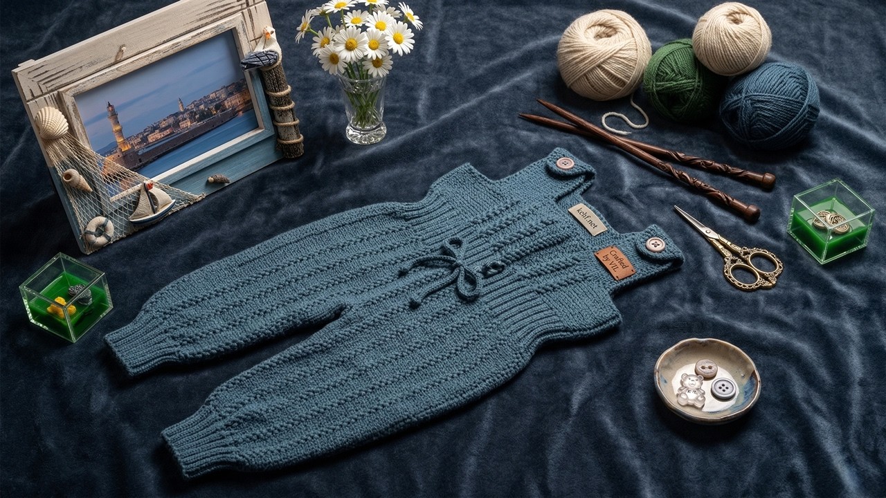 Bağcıklı Örgü Çocuk Tulumu | Askılı Bebek Tulum Modeli