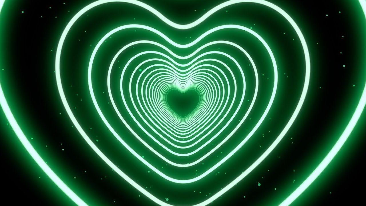 Neon Lights Heart Motion Background💚Green Heart Background | Background For Valentines Day