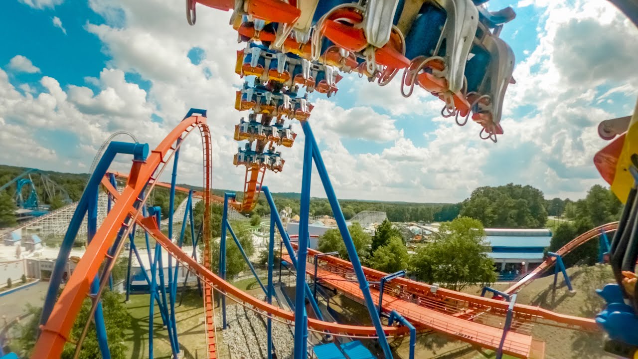 Superman Flying Coaster 4K60 POV - Six Flags Over GA (Horizon Locked)