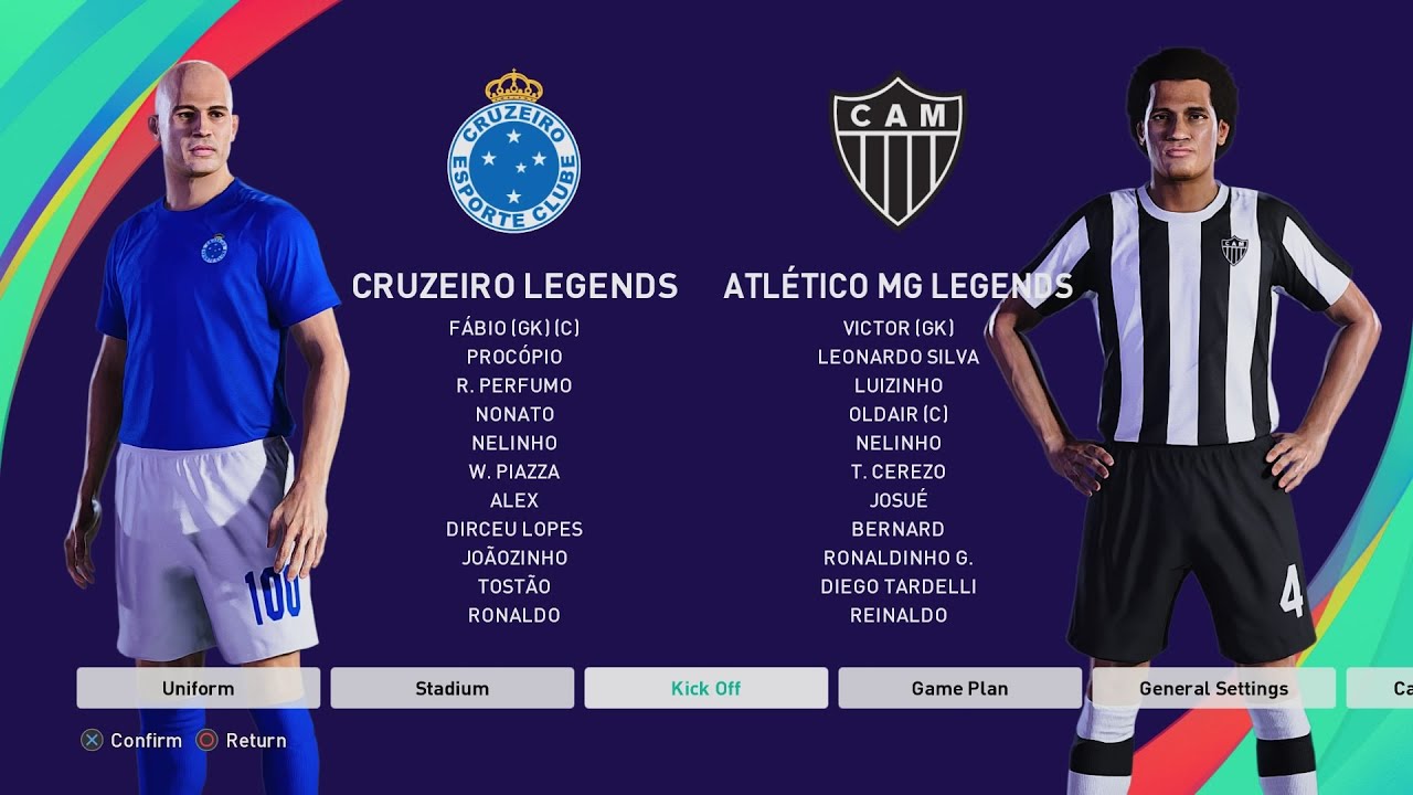 Cruzeiro Legends vs Atlético MG Legends Efootball