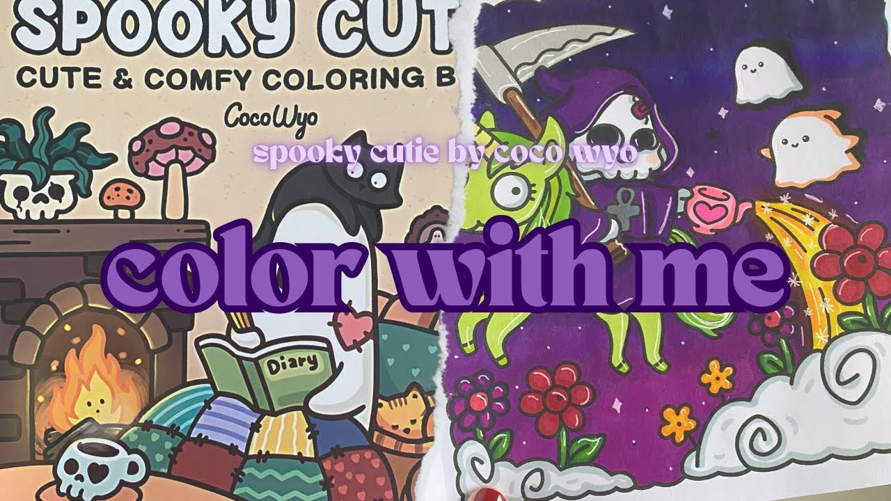 asmr color with me 🎃👻💀 | happy halloween!! | spooky cutie coloring book | ohuhu markers