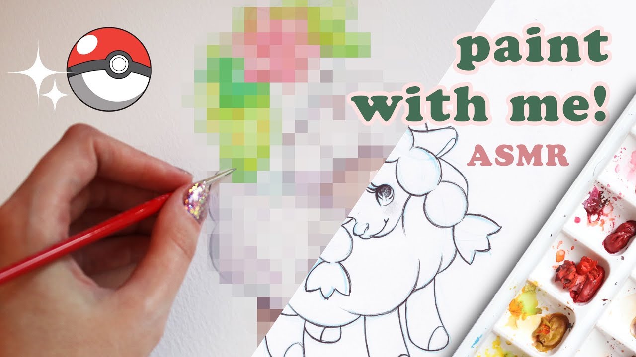 Painting Wooloo and Shaymin from Pokémon Sword & Shield (ASMR softly spoken)