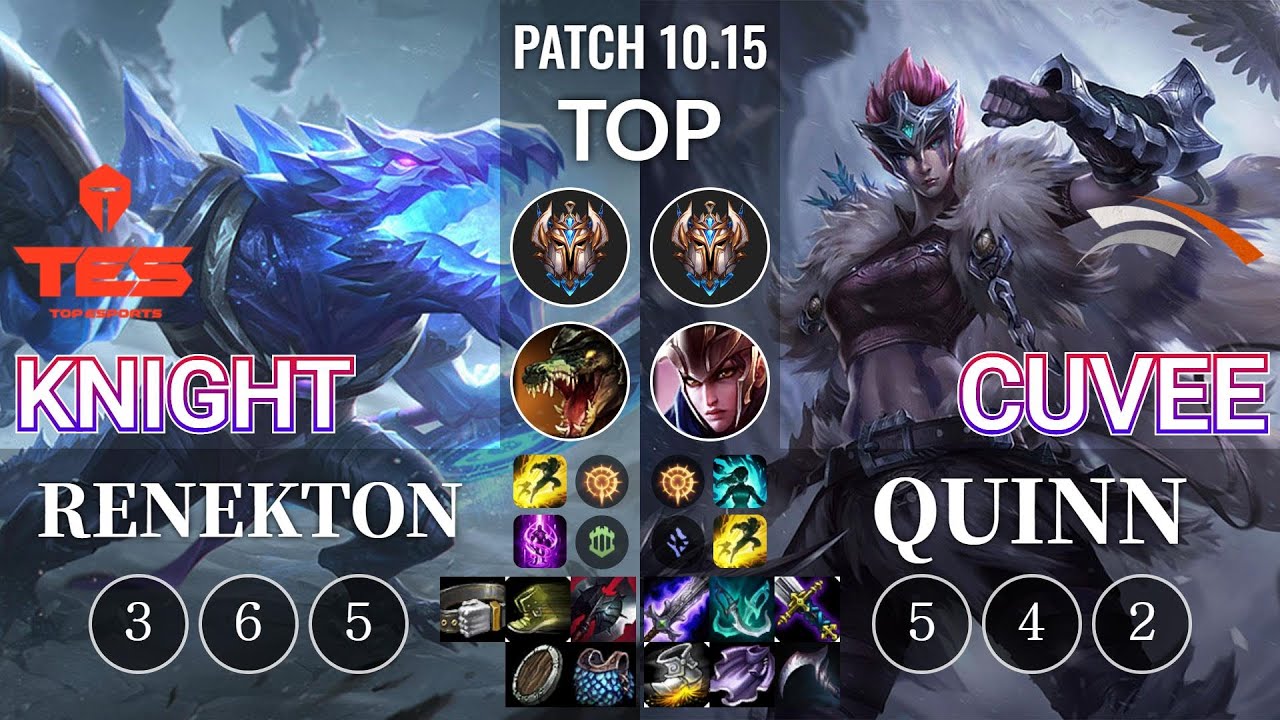 TES knight Renekton vs HLE CuVee Quinn Top - KR Patch 10.15