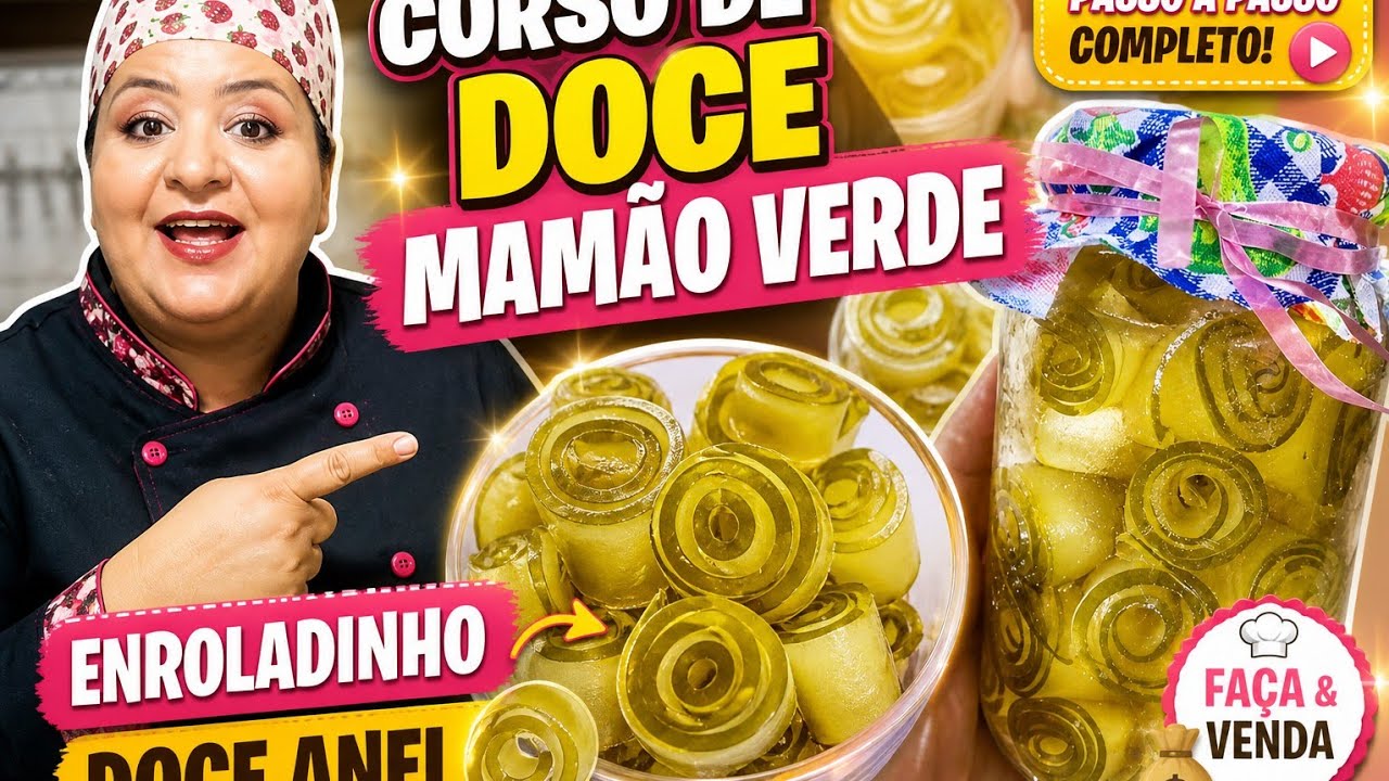curso de doce mamão verde  enroladinho doce anel