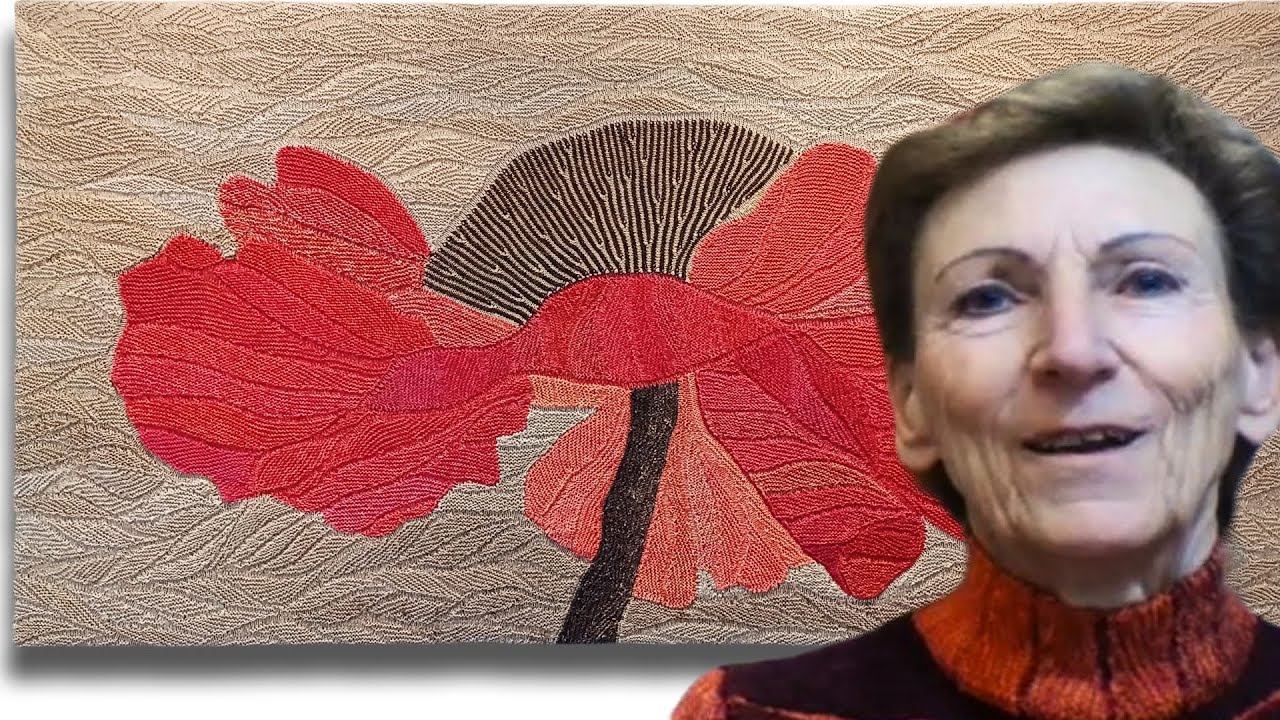 Strick-Bild „Mohnblüte“ von Marion Siepermann (mit verkürzten Reihen gestrickt)