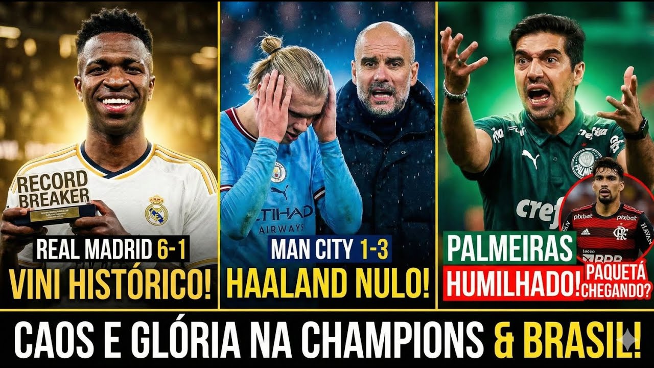 VINI JR QUEBRA RECORDE, CITY HUMILHADO NA CHAMPIONS E A FÚRIA DE ABEL FERREIRA: TUDO SOBRE HOJE!