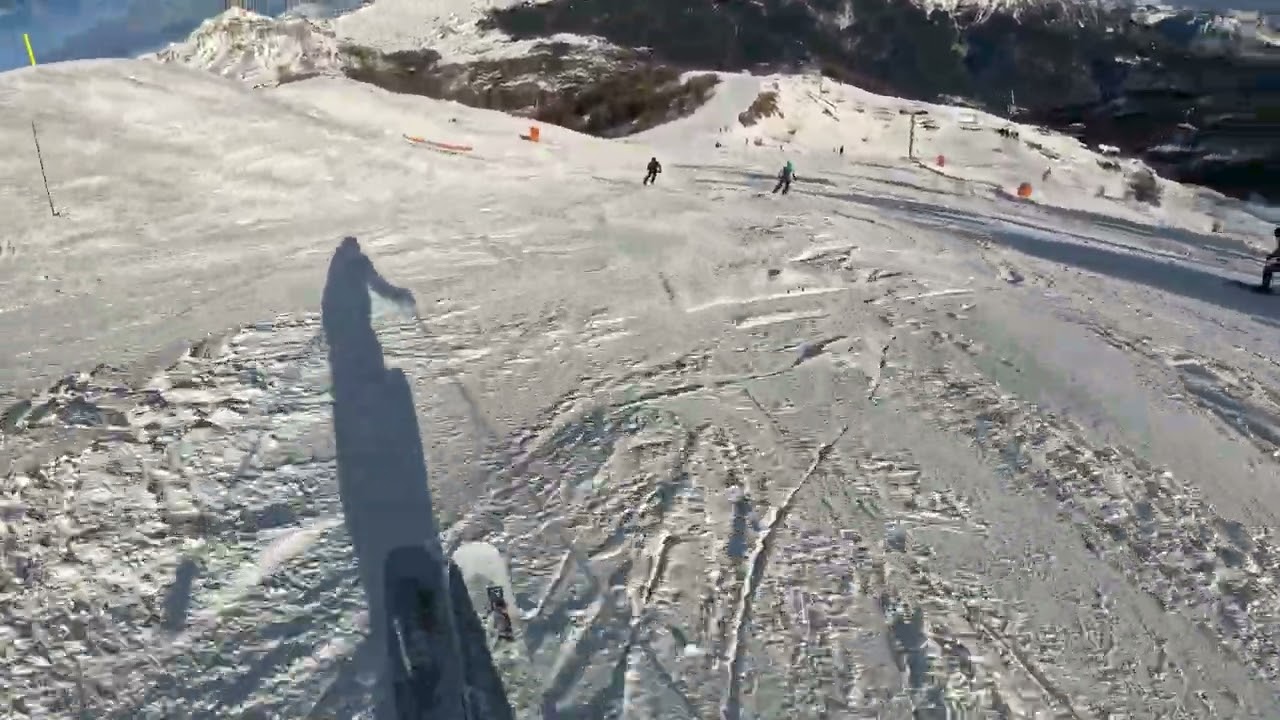 Skiing the Eftanis Blue Slope in Serre Chevalier