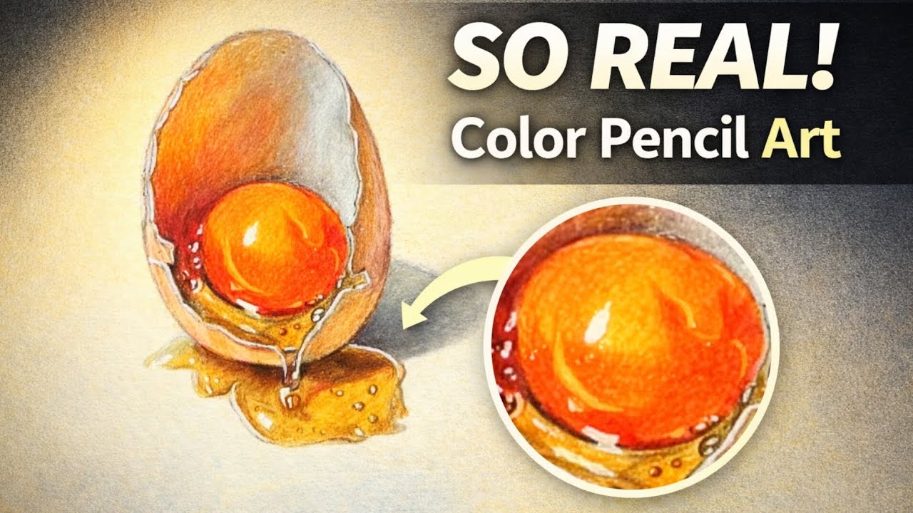 Breaking an egg in color pencils🥚🔥| Realistic drawing | വരച്ചു നോക്കിയാലോ 