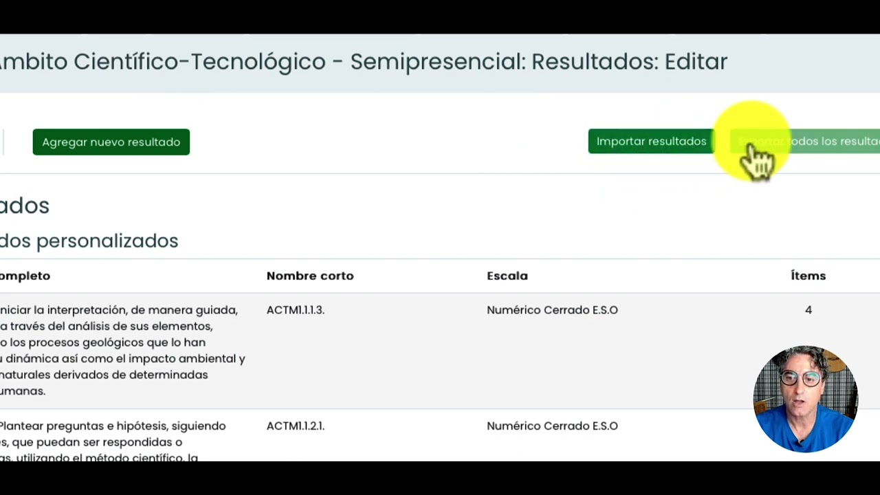 Exportar e importar criterios del calificador Moodle 4.0