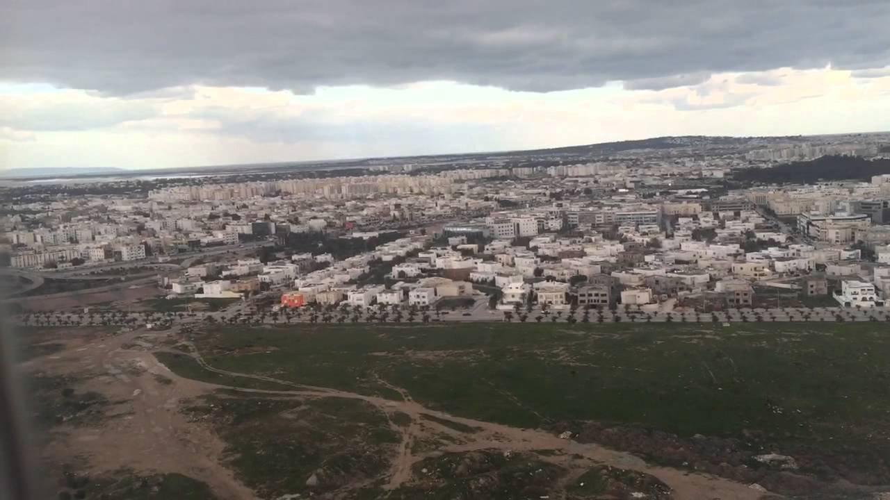 Tunisair landing in Tunis Carthage Airport