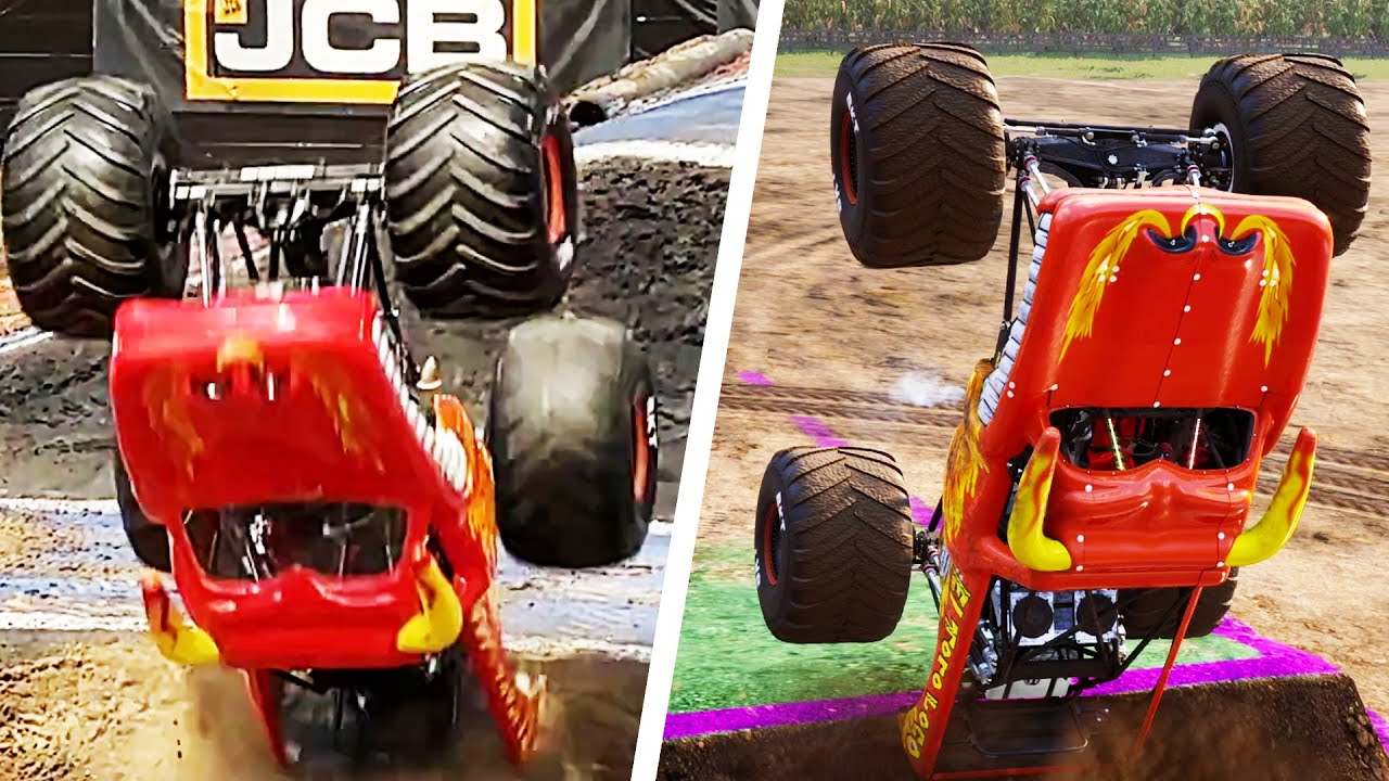 Воссоздание трюка El Toro Loco из финала чемпионата мира в Monster Jam Showdown