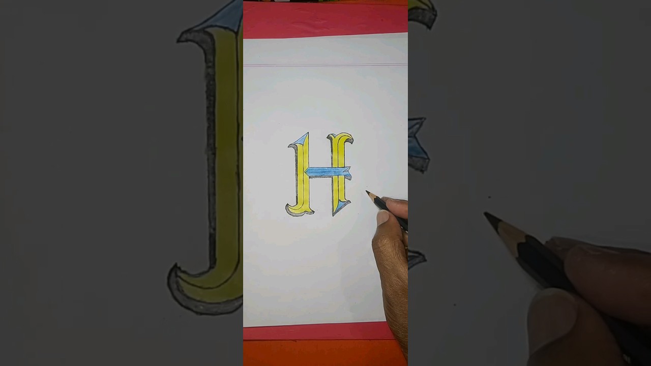 Gradient H Logo Drawing  💖 #shorts #youtubeshorts #creativeart #trending #art #drawing