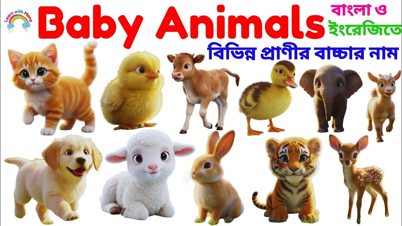 Baby Animals|বিভিন্ন প্রাণীর বাচ্চার নাম|20 Baby Animals Name in English&Bangla with Picture forKids