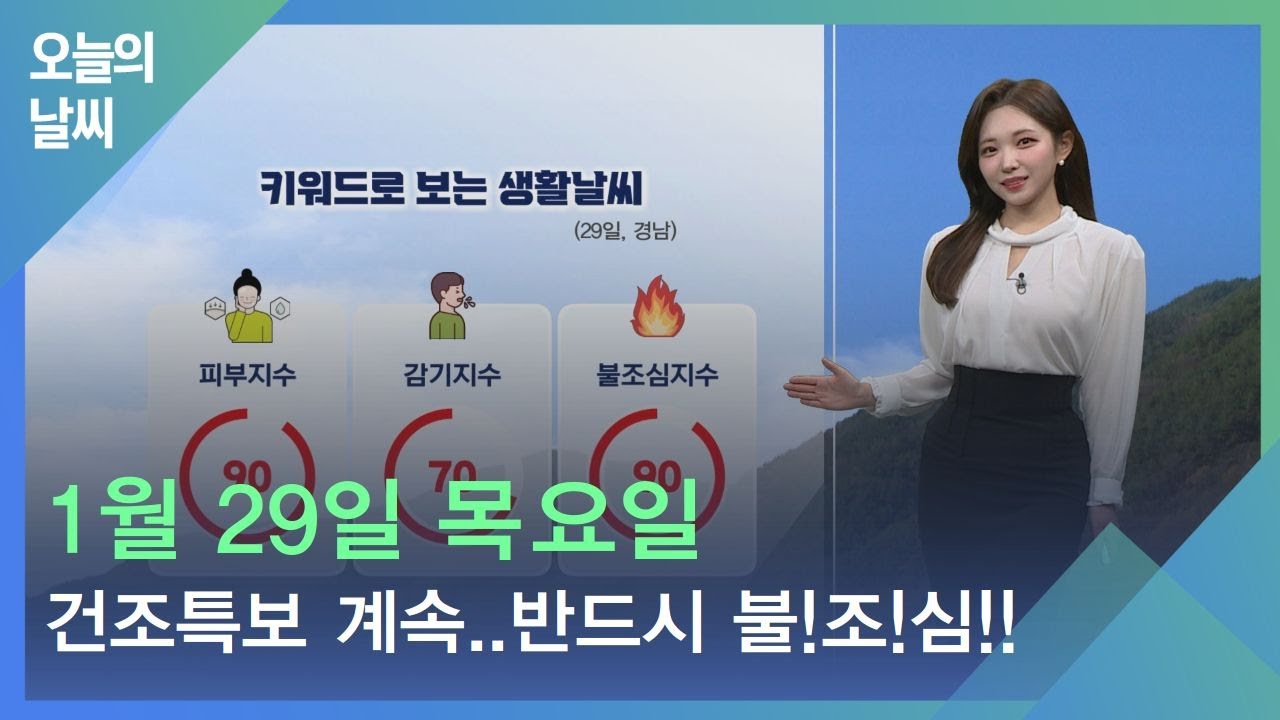 [날씨] 1월 29일 목요일_건조특보 계속..반드시 불!조!심!