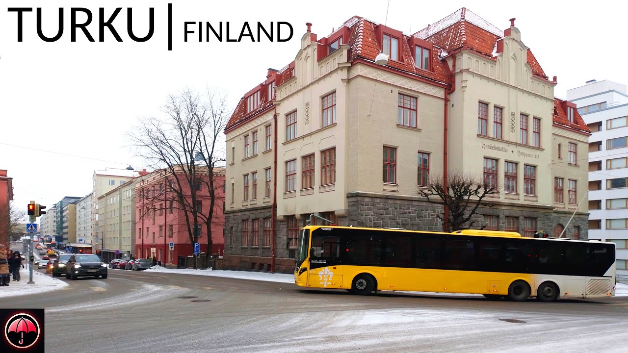Walking around Turku, Finland in Falling Snow - January 2026 [4K Binaural]