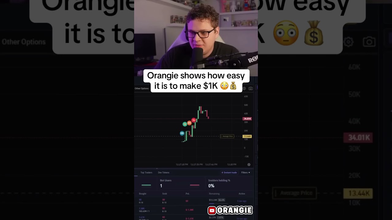 Orangie shows how easy it is to make $1K 😳💰 #crypto #funny #trading #memes