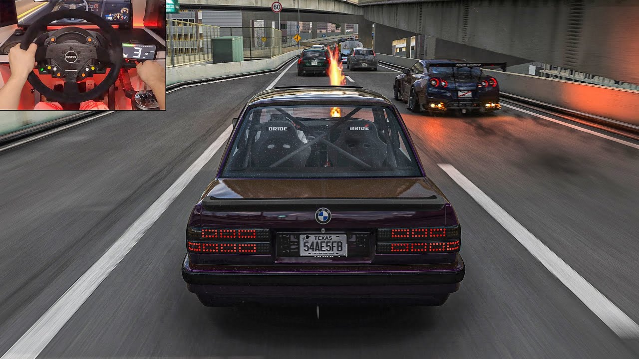 648HP 2JZ Swapped BMW E30 Vs 800HP Nissan GT-R R35 Street Racing - Assetto Corsa | Thrustmaster T300