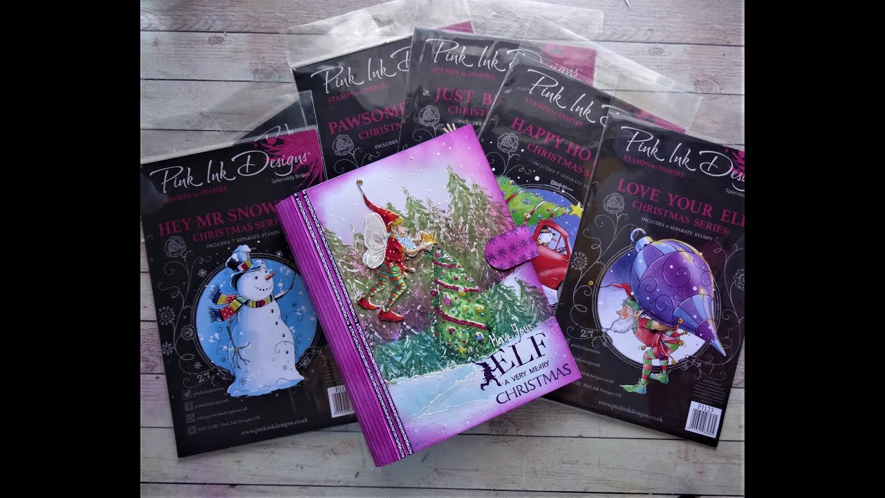 Christmas Pop Up book tutorial using pink ink stamps