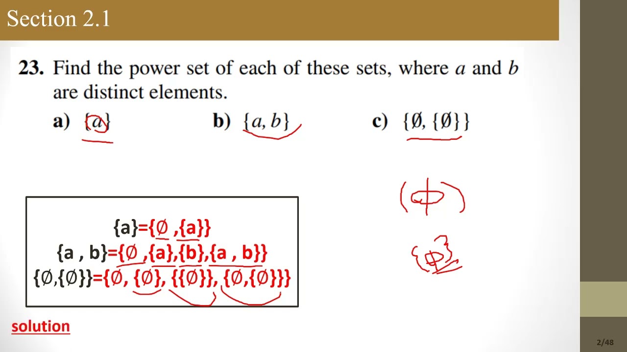 Revision for Midterm (Subset, Proper Subset, Belongs To)