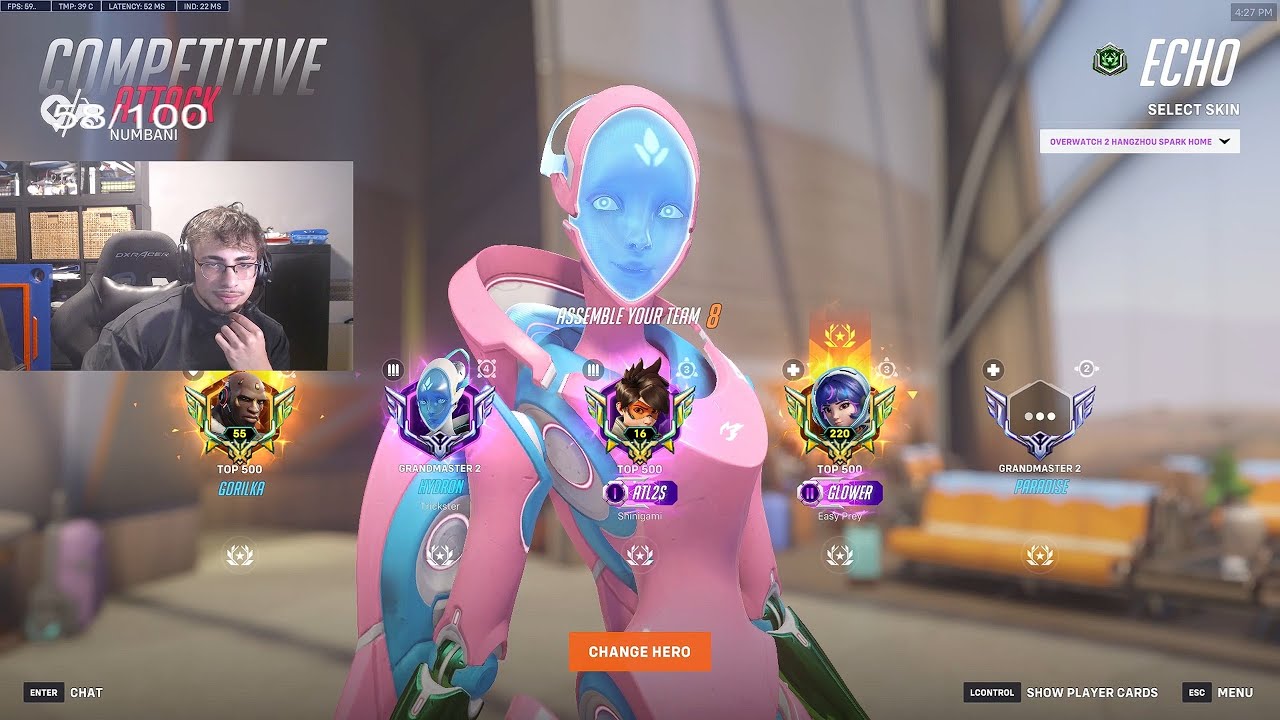 Как Хайдрон использует Эхо, чтобы доминировать над Нумбани &mdash; OVERWATCH 2 СЕЗОН 19 ТОП-500