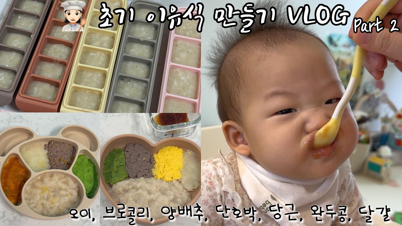 6개월 아기 초기 이유식 만들기 Part 2 👩🏻‍🍳/오이, 브로콜리, 양배추, 단호박, 당근, 완두콩, 달걀노른자