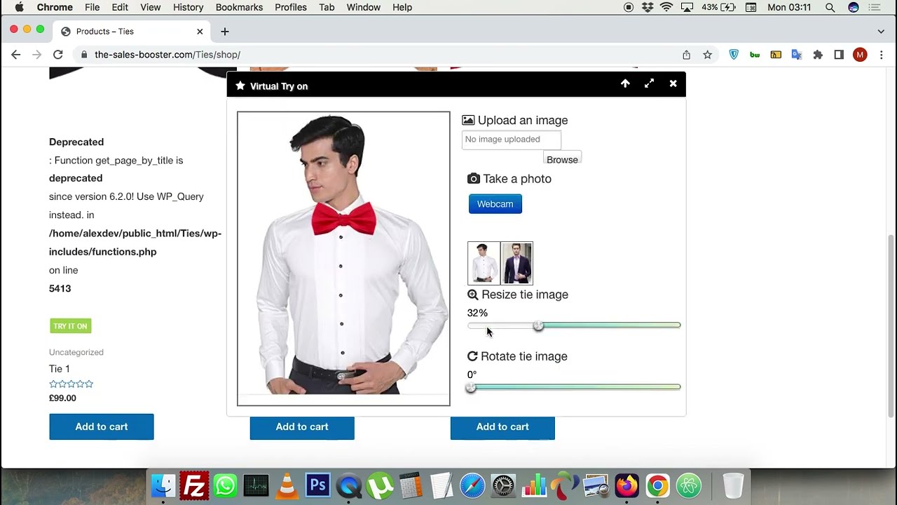 Ties Virtual Try-on plugin for Wordpress & Woocommerce:  