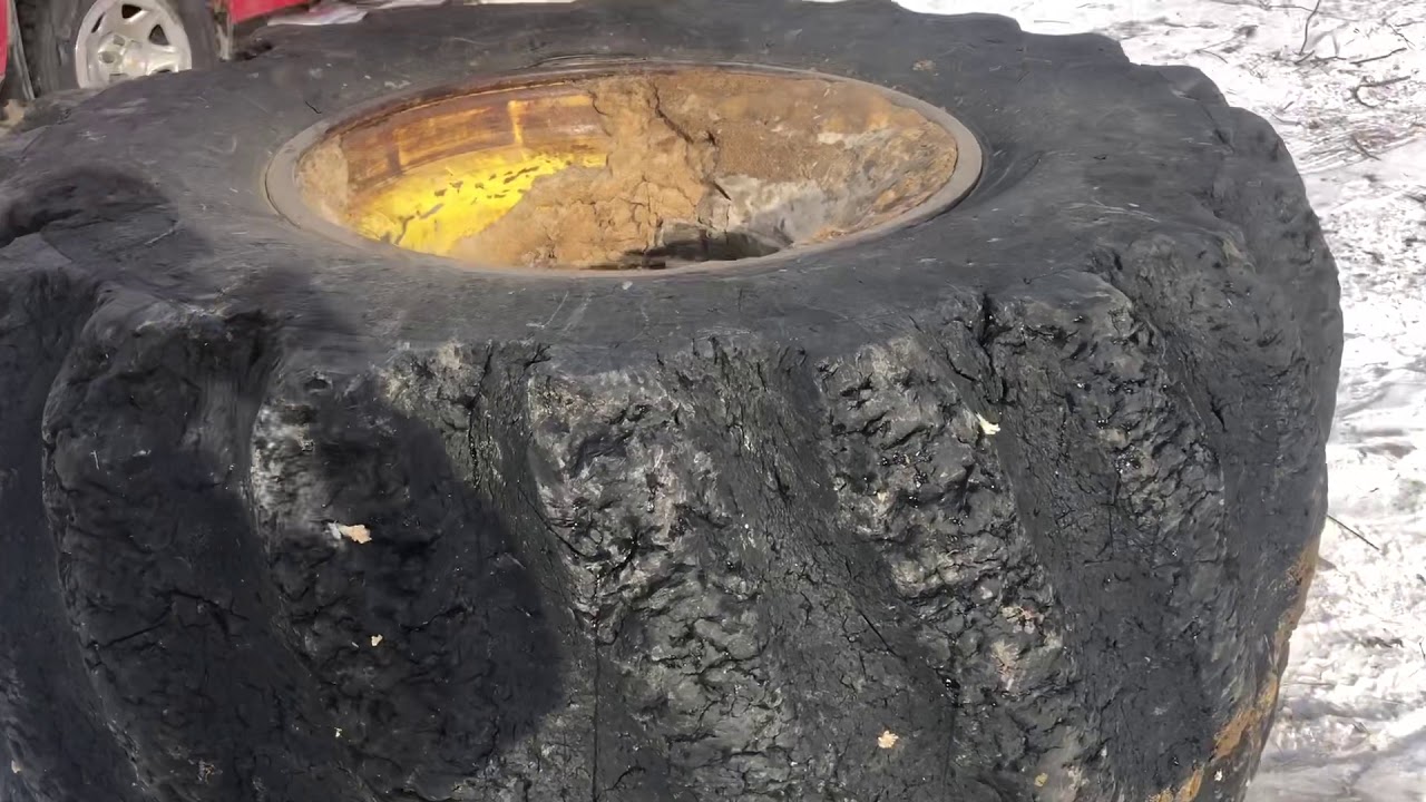 Changing a 44” wide tire in Northern Saskatchewan