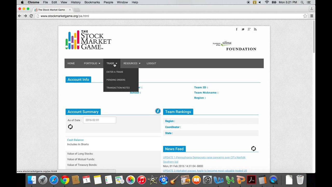 Stock Market Game Tutorial