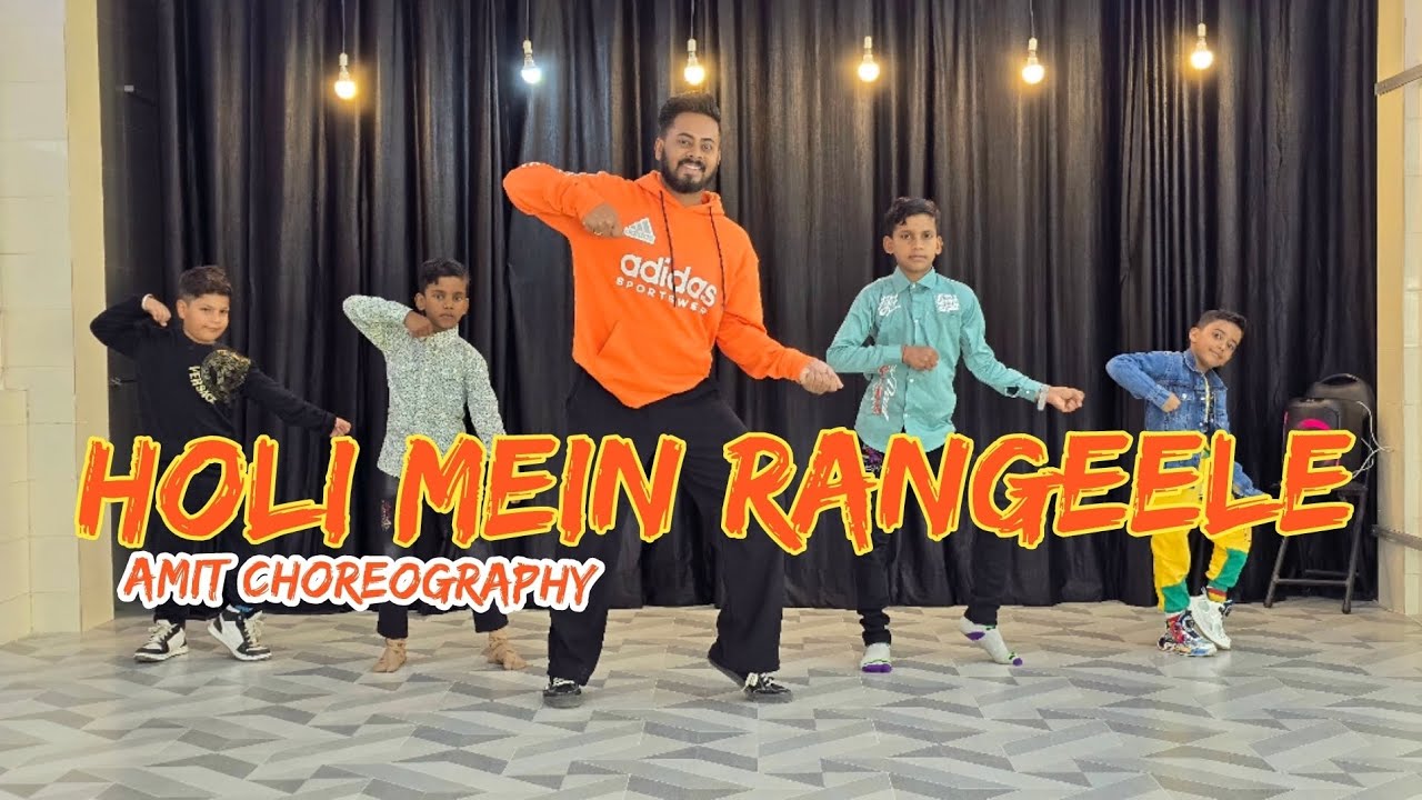 HOLI MEIN RANGEELE | Holi Dance For Kids Choreography  By Amit | Easy Steps | 2025 Holi Song