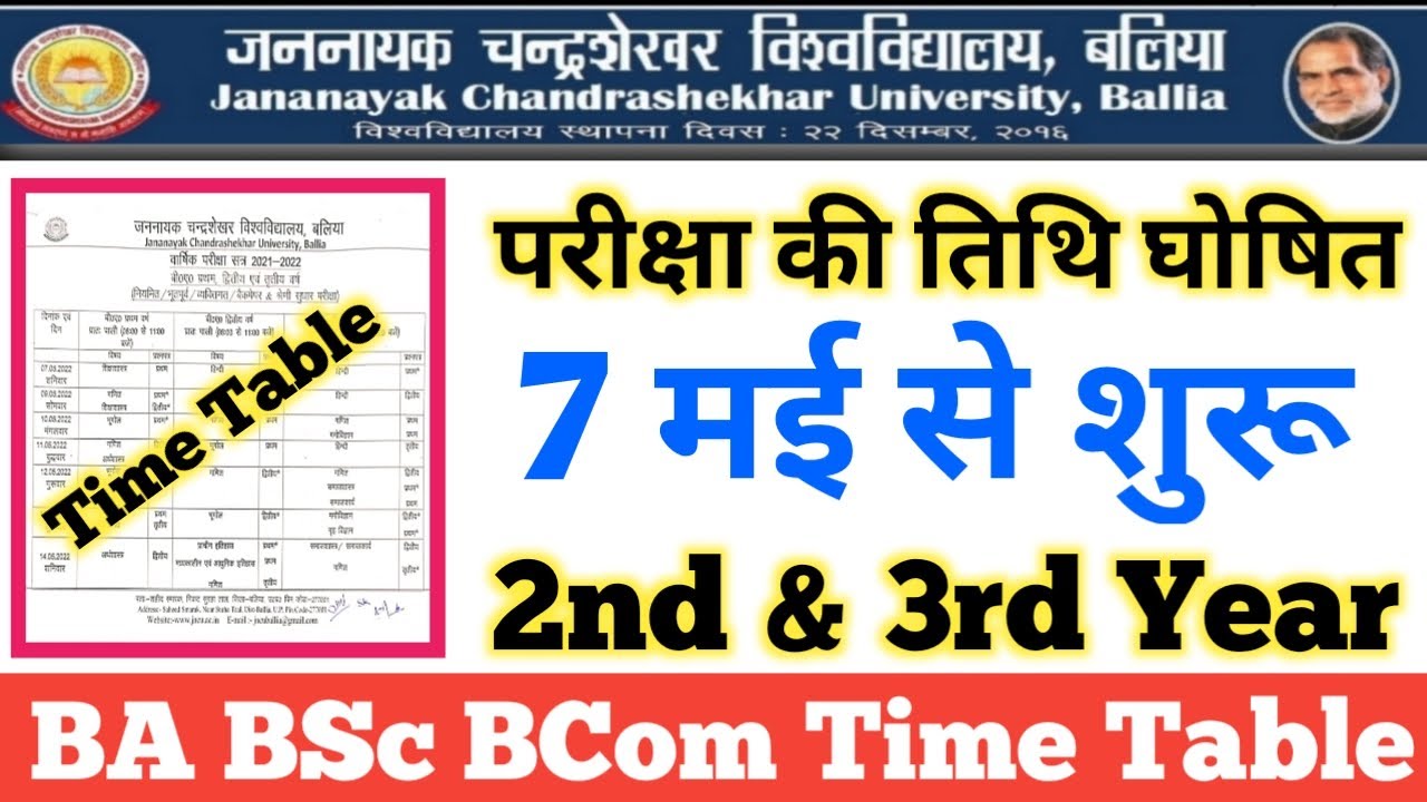 JNCU परीक्षा की तिथि घोषित | 7 मई से परीक्षा शुरू | jncu 2nd 3rd Year time table Aagya, B.A EXAM